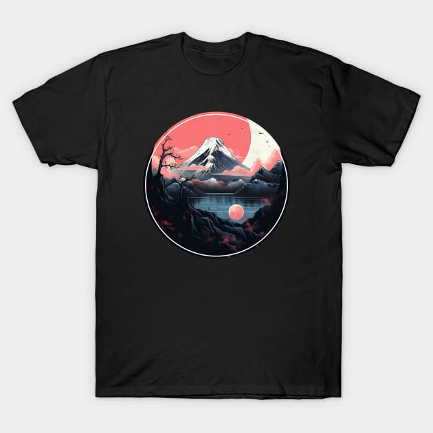 Fantasy Mountain Scene in Spring T-Shirt by nekopaffu